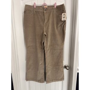 New Vintage Faded Glory Womens Stretch Corduroy Beige Pants‎ Plus 22W Boot Cut
